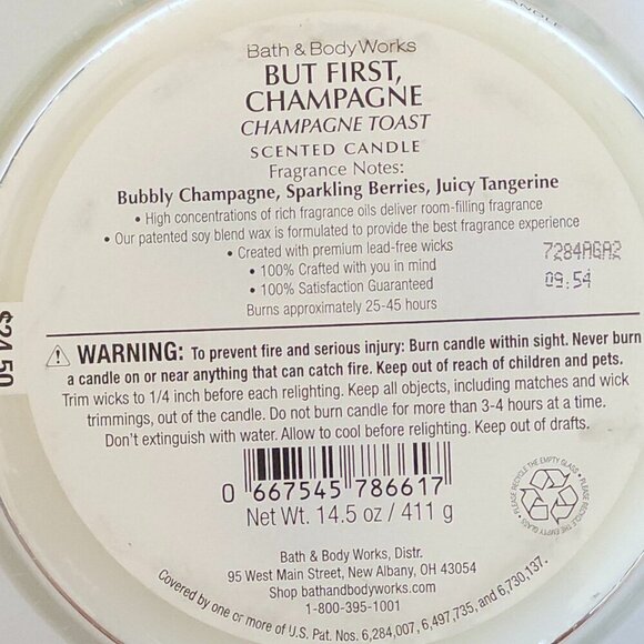BATH AND BODY WORKS BUT FIRST CHAMPAGNE! Three Wick Candle Champagne Toast - Picture 6 of 8